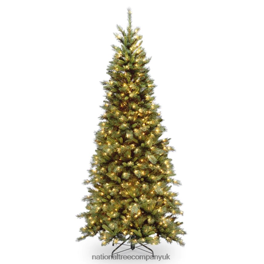 Trees | National Tree Company Pre-Lit Artificial Slim Christmas Tree Green Tiffany Fir White Lights Includes Stand 65 Feet F2L4F60